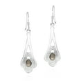 thumbnail image 3 of Ornate Marcasite & Oval Mother of Pearl Inlay Sterling Silver Dangle Earrings, 3 of 5