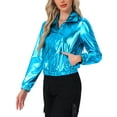 thumbnail image 4 of CHAQUETA METÁLICA LIGERA CON CREMALLERA DE MANGA LARGA BRILLANTE Y HOLOGRÁFICA PARA MUJERES INSPIRADA EN CHIC TALLA XL AZUL MEDIO, 4 of 6