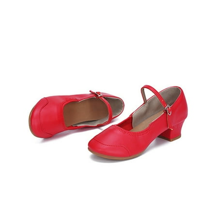

Ritualay Ladies Casual Ballroom Dance Shoes Comfort Closed Toe Latin Salsa Dancing Shoe Practice Tango Chunky Heel Red Style B 8.5