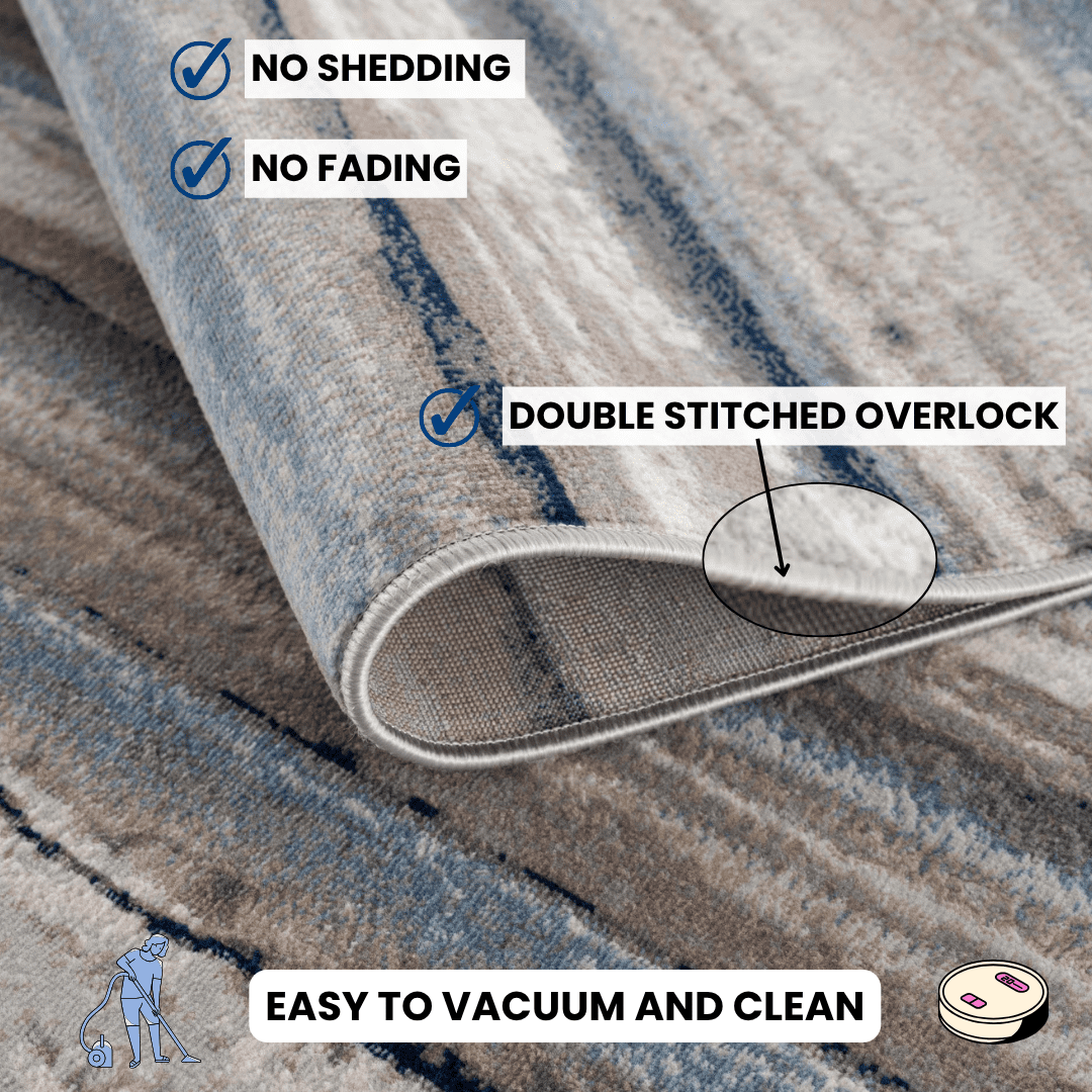 Tapis d'intérieur scandinave Rug Branch Havana 2' x 19' (taille exacte : 2'3" x 19'), bleu-brun, contemporain - Entrée, couloir, salle de bain et cuisine