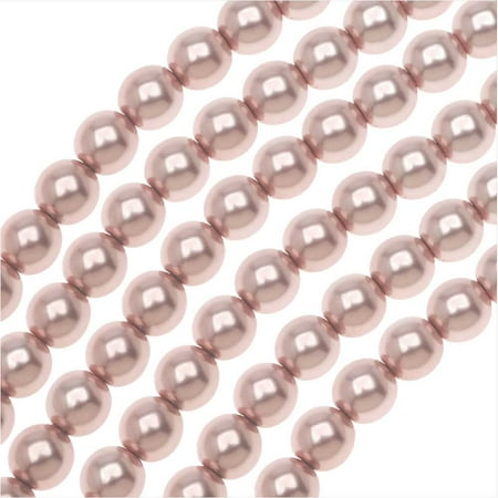 Long Strand Pearls - Dazzle It! Czech Glass Pearls, 6mm Round, 1 Strand, Rose Gold