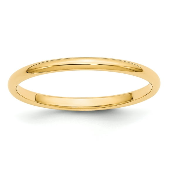 14k Yellow Gold 2mm Half Round Band Size 9
