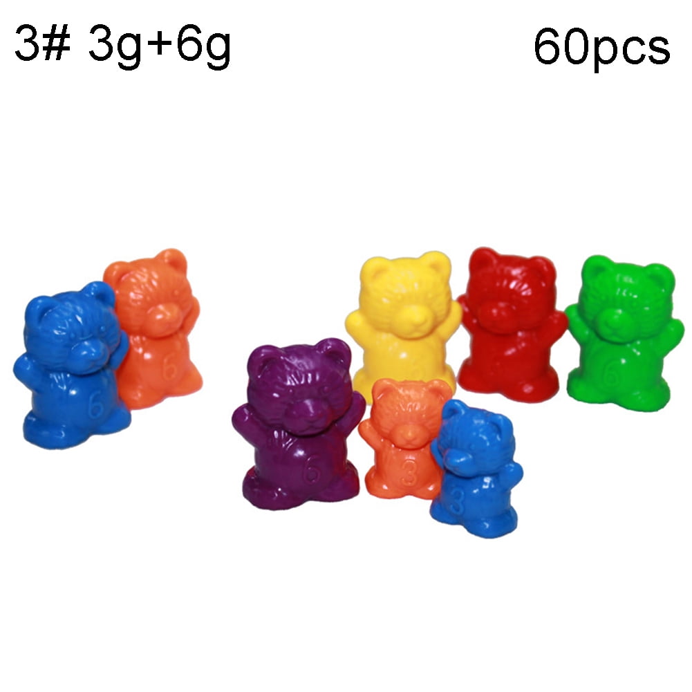 60Pcs Colorful Bear Shape Counters Toy Counting Numbers Kids Toys Teaching Aids 