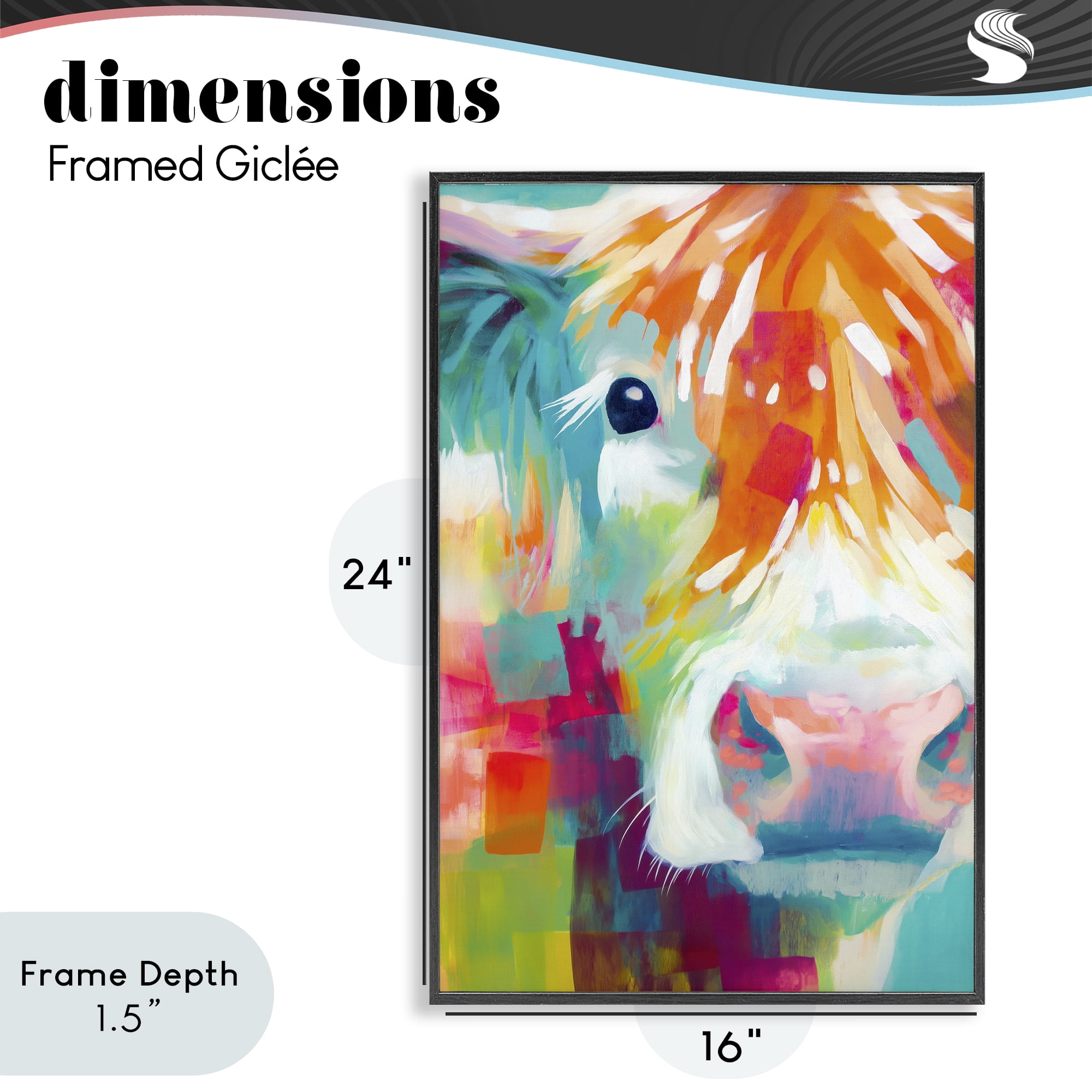 Stupell Industries Highland Portrait in Brights Black Framed Giclee Art, design by Chromatic Storm Studio