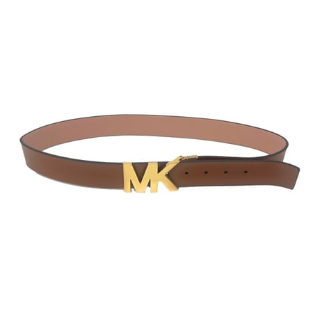 Michael Kors Saffiano Leather Reversible MK Plaque Buckle Belt, Brown/Pink, Small