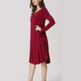 thumbnail image 6 of Herrnalise Women’s Casual Solid Color Maternity Dress Long Sleeve Knee Length Pregnancy Clothes for Baby Shower burgundy, 6 of 9
