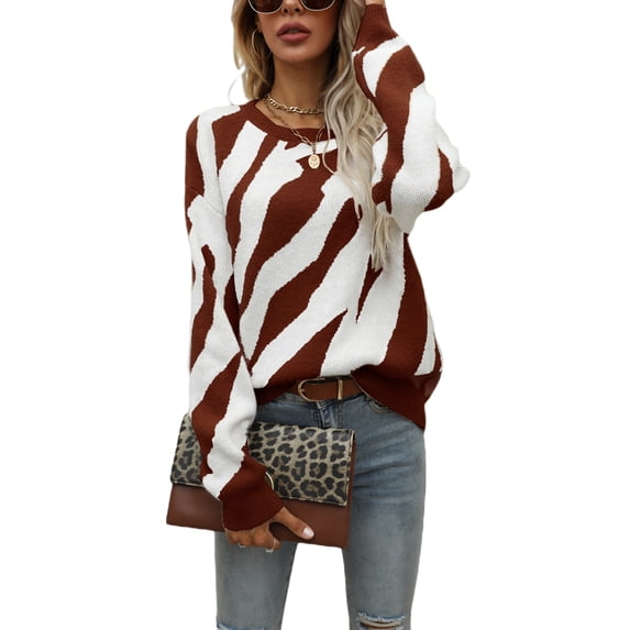 Yuemengxuan Girls High-Quality Long Sleeve Knitwear, Round Collar Loose Knitted Tops Sweater