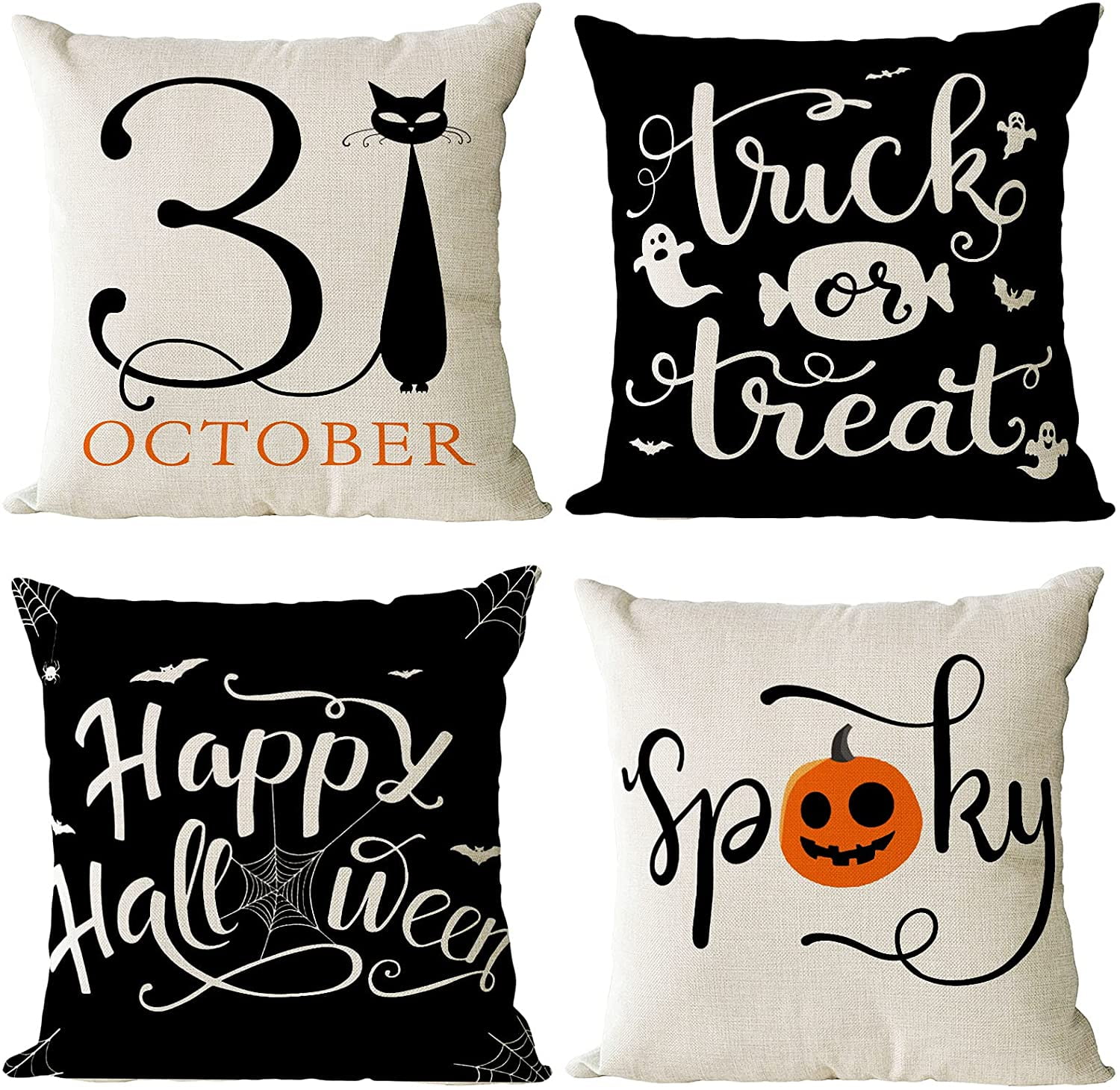 Bedroom or Patio Seat Holiday Decoration Halloween Bats Witch Throw Pillow Covers 18x18 set of 4 October 31 Living Room October 31 Ghost Spider Cushion Decorative Throw Pillowcases for Sofa Bedroom or Patio Seat Holiday Decoration Halloween Bats Witch Throw Pillow Covers 18x18 set of 4 October 31 Living Room October 31 Ghost Spider Cushion Decorative Throw Pillowcases for Sofa