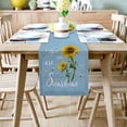 thumbnail image 2 of Table Runner Dresser Scarves 60 Inch Long, Sunflower with Sunshine Text Linen Dining Table Runners Farm Bees Floral on Blue Tabletop Scarf for Wedding Holiday Party Kitchen, 2 of 7