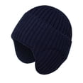 thumbnail image 5 of Resicozy Women Warm Baseball Beanie Hat with Earflap Winter Knitted Caps Thicken Plush Lined Skull Ski Hat Navy, 5 of 5