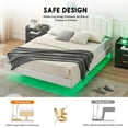 thumbnail image 5 of Faitaliicy Floating Queen Bed Frame With Led Lights Upholstered Platform Bed Frame Modern Full Size Bed Frame Metal King Size Bed Frame With Headboard No Box Spring Needed Easy Assembly, 5 of 8