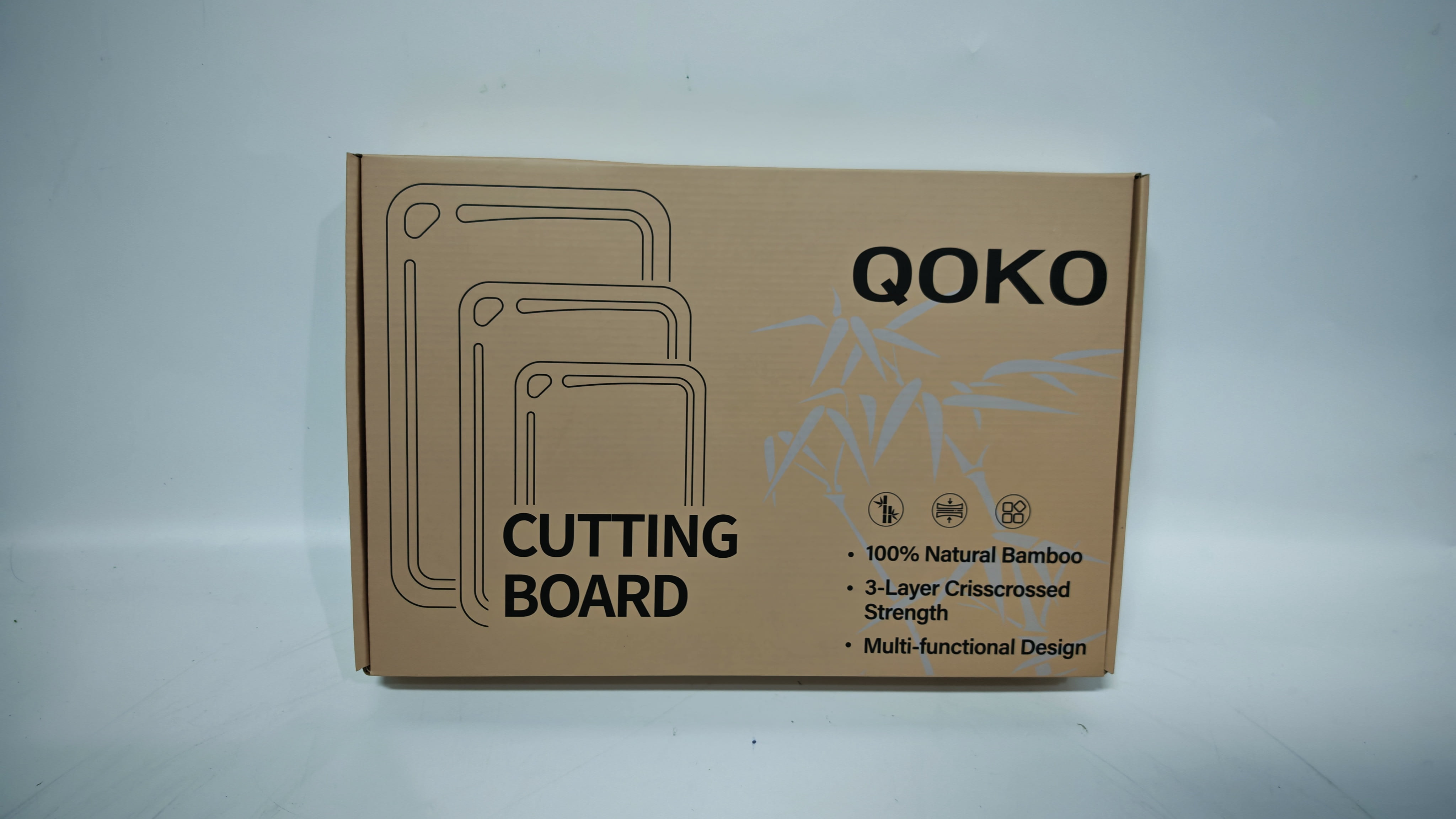QOKO Premium Bamboo Cutting Board – Natural, Durable & Eco-Friendly Chopping Board for Kitchen – Lightweight, Knife-Friendly, Easy to Clean