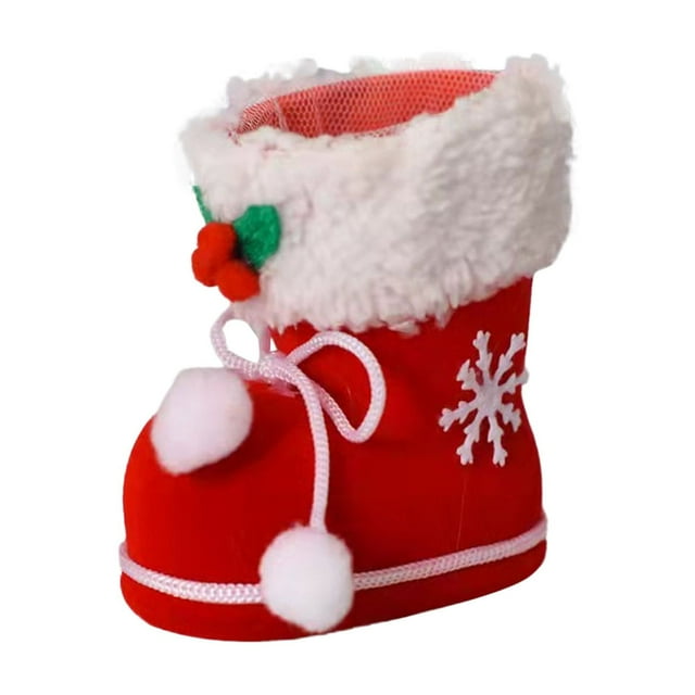 Binwennn Christmas Candy Boots With Small Holiday Cnady Bag Christmas Tree Ornament Christmas Stocking Mini Santa Boots For Fireplace Storage Containers with Drawers 100 Glasses Tight Vac Bread