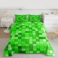 thumbnail image 2 of Homewish Cartoon Pixelate Miner Full Size Comforter Sets, Green Square Abstract Bedding Comforter Set, Teens Kids Boys Girls Reversible Bedding Sets, Ultra Soft Bedroom Decor, 3-Piece, 2 of 8