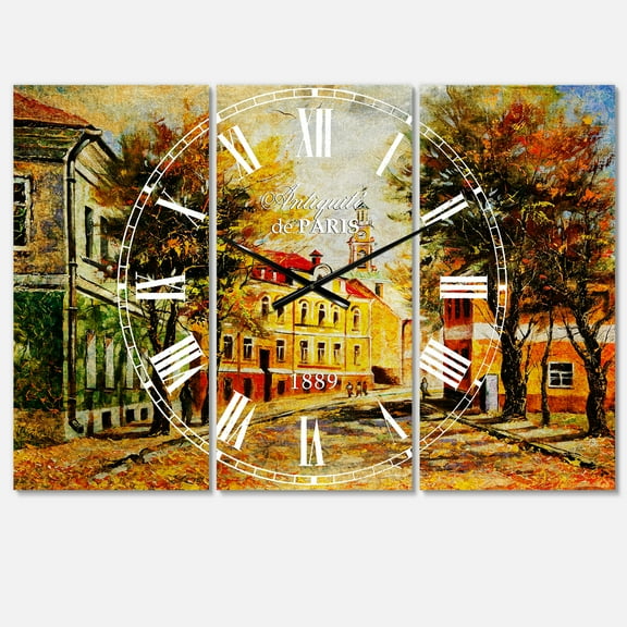 Designart 'Ancient Vitebsk in Autumn' Mediterranean Wall Clock