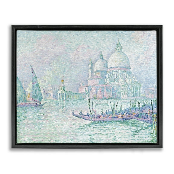 Stupell Industries Classical Venice Signac Painting Landscape & Nature Painting Black Floater Framed Canvas Art Print Wall Art, 21 x 17
