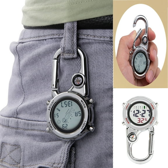Cheers.US Metal Watch Backpack Belt Waterproof and Shockproof Pocket Watch Glow in The Dark Unisex Pocket Watch with Compass Alarm Clock Date Week Gift for Doctors Nurses Outdoor Sports