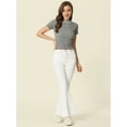 thumbnail image 3 of DARING DIVA Women's Flare Denim Pants High Waist Stretch Bell Bottoms Jeans M White, 3 of 6