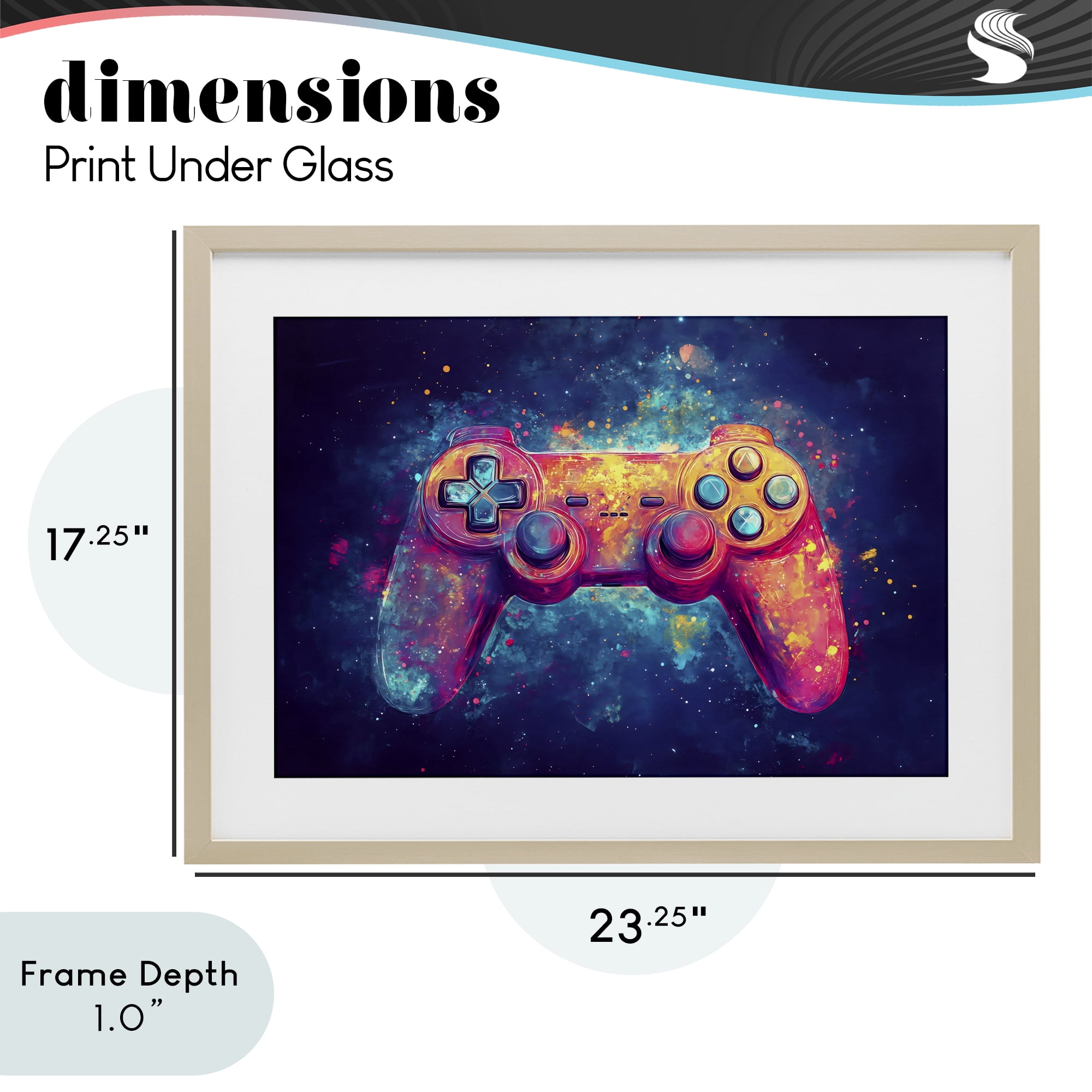 Stupell Industries Futuristic Cosmic Game Controller Birch Framed Print Under Glass, design by Creative Studio
