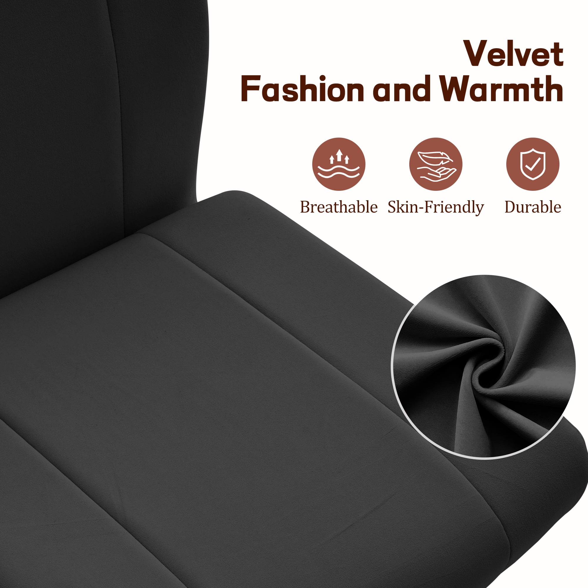 Korser Armless Home Office Desk Chair with Back Modern Vanity Chair with Adjustable Height,360° Swivel Task Chair,Velvet,Black