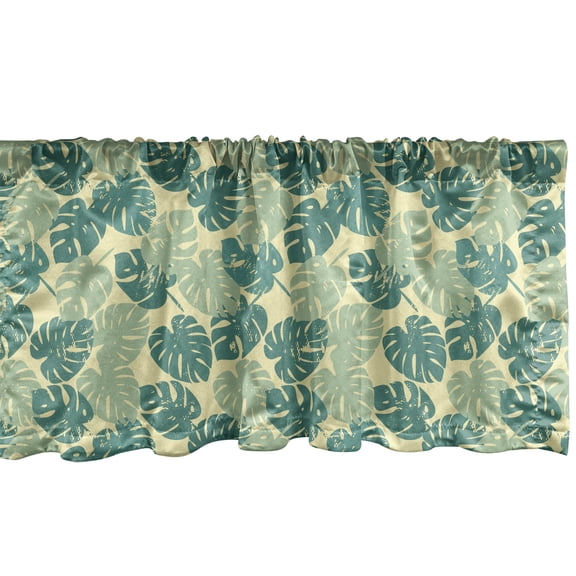 Ambesonne Monstera Leaves Window Valance, Hawaiian and Exotic, 54" X 12", Green Jade Green