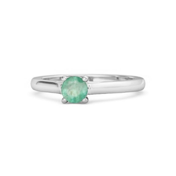 Solitaire Round Cut 0.10 Ctw Emerald 925 Sterling Silver Promise Women Valentines Day Gifts Ring