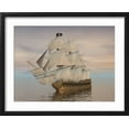 thumbnail image 2 of Art.com Pirate Ship with Black Jolly Roger Flag Sailing the Ocean Art Print, Black Frame Wall Art, 21" x 17", 2 of 5