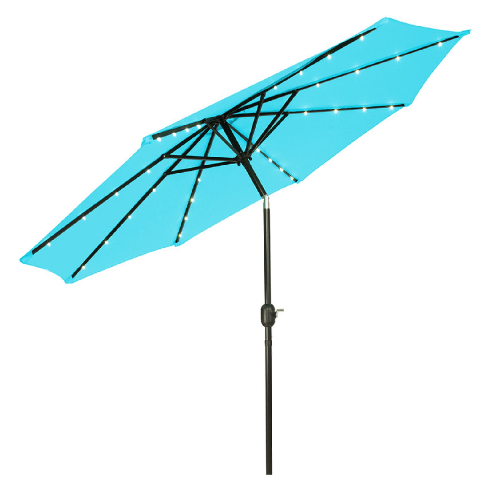 9 Peacock Blue Trademark Innovations Deluxe Solar Powered LED Lighted Patio Umbrella 