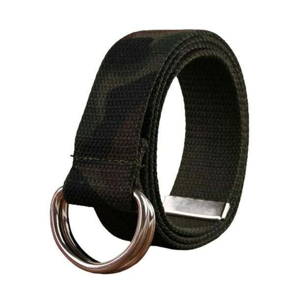 Cinturón Minnieouse de lona y Metal antioxidante doble anillo ajustable camuflaje