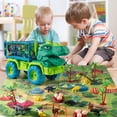 thumbnail image 3 of Dinosaur Truck Toys for Kids 3-6 Years, Tyrannosaurus Transport Car Carrier Truck with 10 Dino Figures, Activity Play Mat, Dinosaur Eggs, Capture Jurassic Dinosaur Play Set for Boys and Girls, 3 of 7