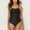 c01Black, variant on Arnsht Women's One Piece Swimsuits Tummy Control Bathing Suits Summer Solid Criss Cross Ruched Push Up Vintage Retro Swimwear Black S