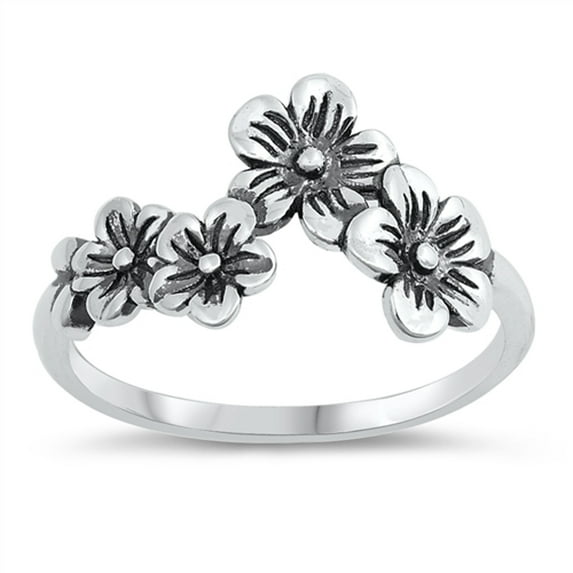 Oxidized Floral Daisy Girlfriend Flower Ring 925 Sterling Silver Band Jewelry Female Male Size 6