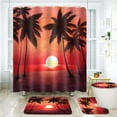 thumbnail image 3 of Hawaiian Sunset Tree Shower Curtain Set, 4PCS Bathroom Sets with Shower Curtain and Bath Mat, Toilet Lid Cover and U Shaped Rugs,72"x72" Polyester Fabric Bathtub Curtain with Hooks, SETZZTE17, 3 of 8