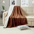 thumbnail image 2 of Sherpa Throw Blanket Super Soft Flannel Reversible Ultra Plush Fleece TV Blanket Brown 50x60, 2 of 7