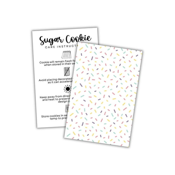Cookie Backer Greaseproof Cards 30pk 4x6 for 5x7 Bags Sleeves for Teachers Baker Sugar Cookie Decorating Care Instruction Reorder