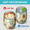 thumbnail image 4 of 12oz Stemless Wine Tumblers Leaf Red Berry Purple Flower Sunflower Pattern Vacuum Insulated Stainless Steel Travel Tumbler Cups Mug with Lid and Straw for Champaign,Cocktail,Beer with Cleaning Brush, 4 of 5
