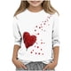 thumbnail image 2 of Blusas y camisas de cuello redondo y manga larga para niños, blusas/camisas de poliéster con estampado de corazones, mangas 3/4 y cuello redondo, elegantes e informales., 2 of 5