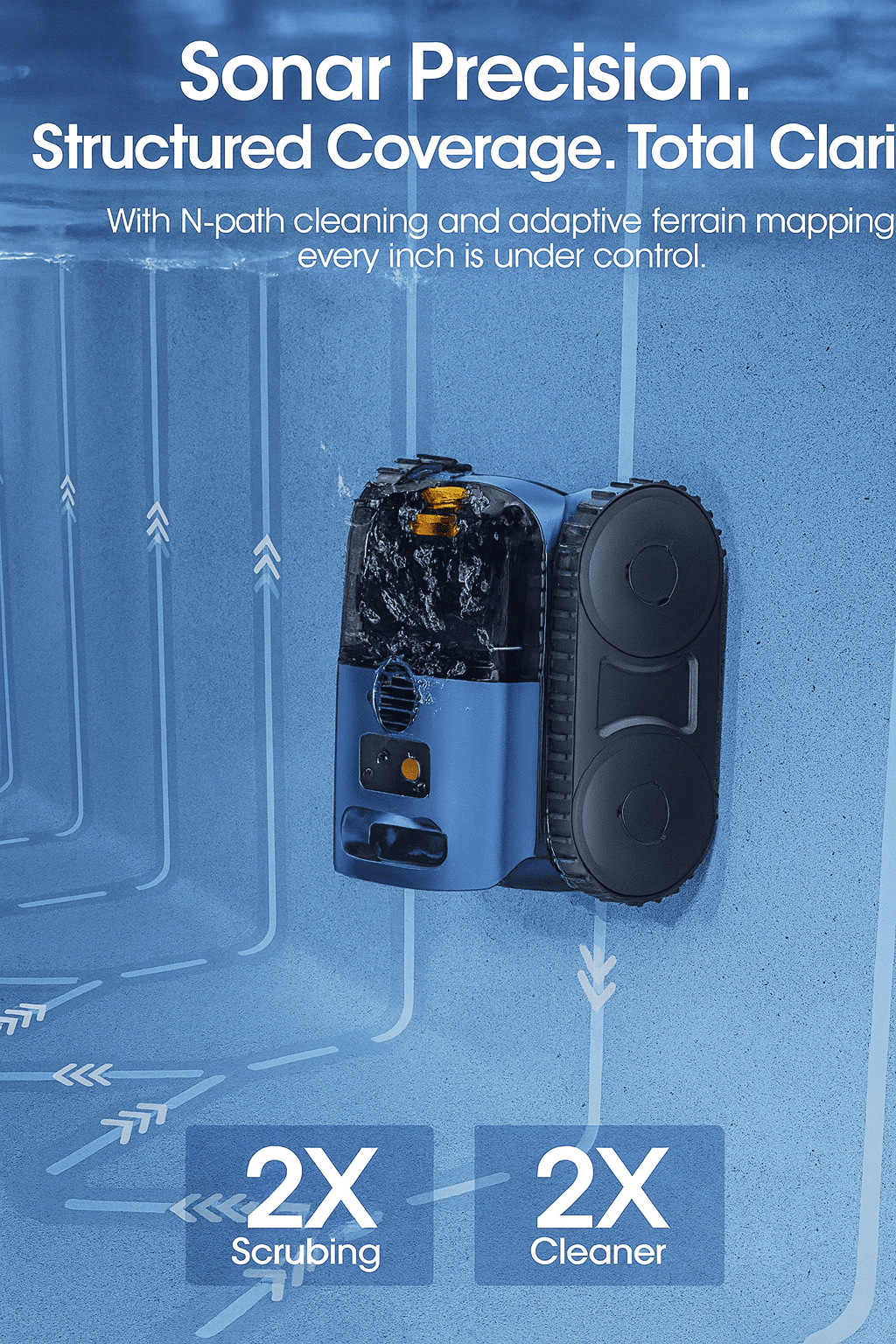 Automatic Robotic Pool Cleaner, Cordless Pool Vacuum with High-Suction Performance, Deep Filtration System and Wall-Climbing Capability for In-Ground & Above-Ground Pools