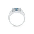 thumbnail image 3 of Sterling Silver Mens Round Blue Color Enhanced Diamond Cross Religious Ring 1/2 Cttw, 3 of 4