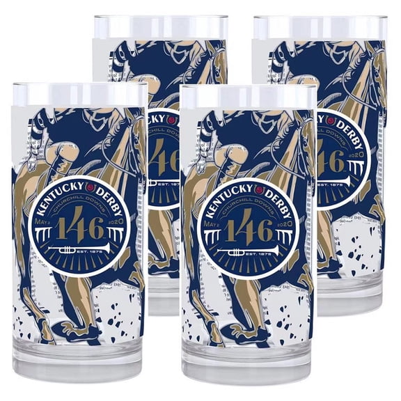 146th Kentucky Derby Mint Julep Glasses 2020, 4 Pack, Officially Licensed Souvenir Glassware