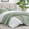 thumbnail image 2 of King Size Quilt Bedding Set Sage Bedspreads - Bed Summer Lightweight Bedspread Comforter - Wave Pattern Bedding Coverlet for All Season - 3 Pieces (1 Quilt, 2 Pillow Shams), 2 of 7