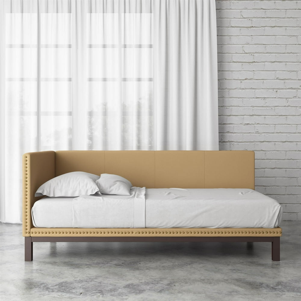DHP MidCentury Upholstered Modern Daybed, Twin, Tan Linen Walmart