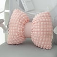 thumbnail image 2 of Almohada de lazo para reposacabezas de coche, almohada lumbar decorativa de felpa para el cuello con pompones Rosa, 2 of 9