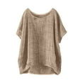 thumbnail image 2 of Bronze Womens Tops Women's Summer Short Sleeve Solid Casual Loose Linen Top Shirts for Women, 2 of 3