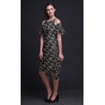 thumbnail image 4 of Bimba Bird Printed Womenâ€™s Ruffle Front Cold Shoulder Swing Shift Dress-XX-Large, 4 of 6
