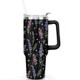 thumbnail image 4 of 40oz Tumbler with Handle Lid and Straw,Bohemian Style Colorful Floral Vintage Tumblers Gifts for Women Girls Men Adults（Black）, 4 of 7