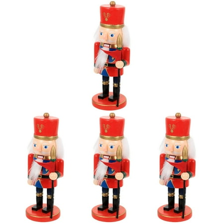 

NUOLUX 4pcs Xmas Nutcracker Statue Tabletop Nutcracker Craft Wooden Nutcracker Ornament