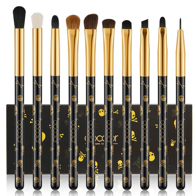 Set de brochas de maquillaje Docolor de 10 piezas con estampado de calaveras de primera calidad