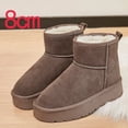 thumbnail image 1 of Botas de nieve de suela gruesa para mujer, zapatos de algodón cálidos de cuero acolchado de terciopelo de invierno, botas de algodón antideslizantes del noreste, zapatos de algodón, 1 of 6