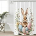 thumbnail image 2 of Small Stall Shower Curtain 36x78 Inch Narrow Half Size Easter Bunny Bath Curtains Bathroom Decor Boho Floral Colored Eggs Spring Flower Waterproof Fabric Shower Curtain Set with Hooks 36 Inch, 2 of 6